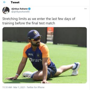 Rahane 'stretching limits' ahead of 4th Test