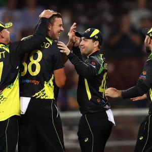 Hazlewood shines as Australia beat SL in rain-hit T20