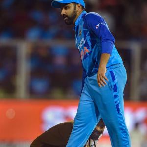 SEE: Fan Touches Rohit's Feet