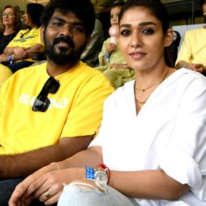 PIX: Nayanthara, Dhanush enjoy CSK vs MI match