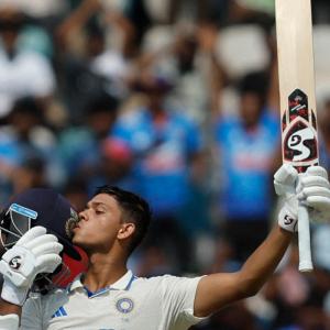 PICS: India ride on Jaiswal ton as other batters fail