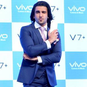 Selfie king: Ranveer Singh launches Vivo V7+ (and his new look) - Rediff.com
