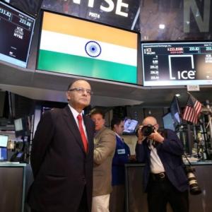 Jaitley rings the closing bell at New York Stock Exchange