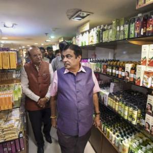 Gadkari launches cow dung soap, bamboo water bottles