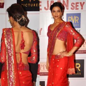 The Sexy Red Sari, worn Bollywood style