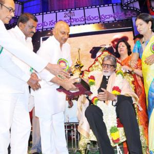 PIX: Amitabh, Nagarjuna receive NTR national awards