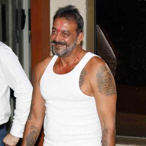 PIX: Sanjay Dutt returns home from jail