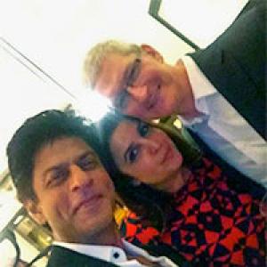 PIX: Shah Rukh, Farah, Big B party with Tim Cook