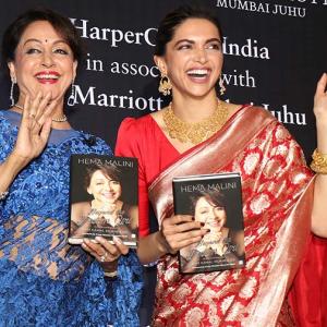 Pix: Deepika launches Hema Malini's book