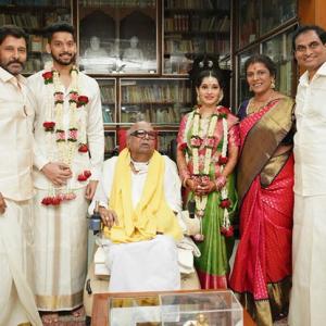 PIX: Vikram's daughter weds M Karunanidhi's great-grandson