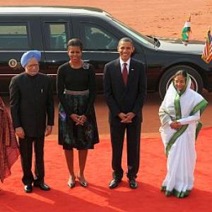 Barack Obama's Monday in New Delhi