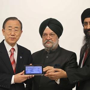 PIX: Ban Ki-moon launches Aakash 2 tablet at UN HQ