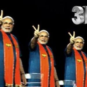 3D Modi to deliver speech at 300 places on Monday: BJP