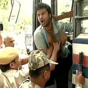 UPSC row: Student activists protest outside Rajnath's house