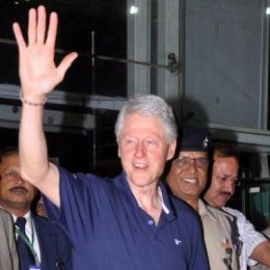 Former US president Bill Clinton arrives in Jaipur