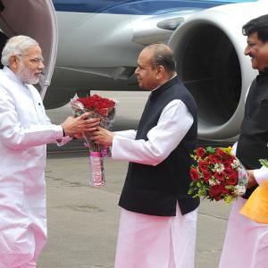 Narendra Modi in Mumbai on first visit as PM