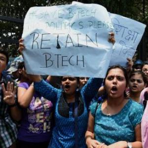 DU BTech students protest against scrapping of course