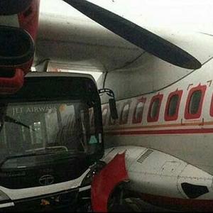 Jet Airways bus rams into Air India aircraft in Kolkata