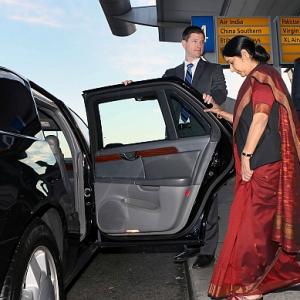 Swaraj arrives in Beijing on four-day visit