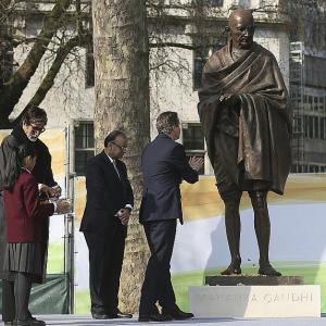 Mahatma stands tall next to Churchill in London