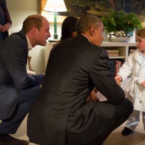 Obamas join Wills, Kate for dinner... and Prince George didn't want to miss out