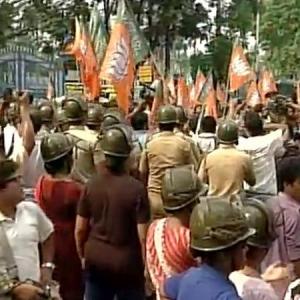 BJP protests outside Mamata's residence against attack on Roopa Ganguly