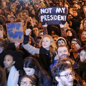 From New York to Washington, thousands join 'Not my President' protests