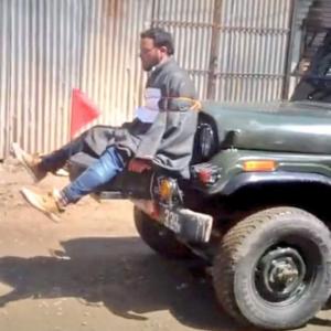 J&K: Video shows man tied to army jeep as human shield against stone-pelting