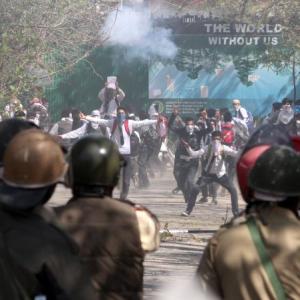 PHOTOS: Students clash with security forces in Kashmir