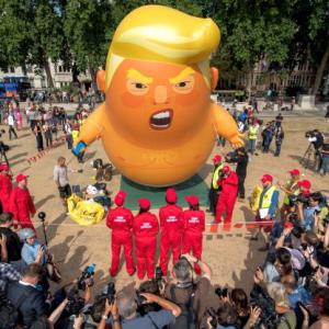 'Trump baby' blimp flies above London as hundreds protest US president