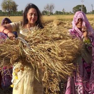 PHOTOS: Hema Malini begins campaign from a farm