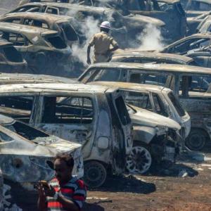 PHOTOS: Blaze in Aero India parking area guts 300 cars