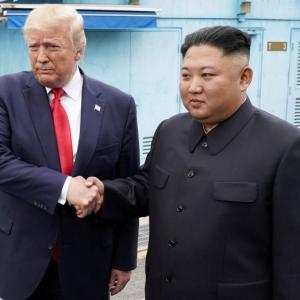 Trump meets Kim in North Korea, scripts history