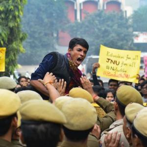 JNU students booked for 'vandalism'