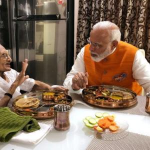 Full plate: Modi has lunch with mother on his birthday