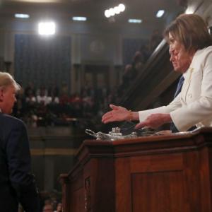 After handshake snub, Pelosi rips up Trump's speech