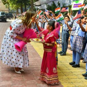 Melania gets her dose of happiness at Delhi school
