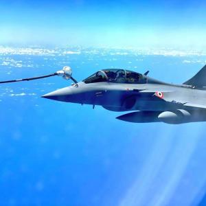 PHOTOS: On way to India, Rafales re-fuelled mid-air