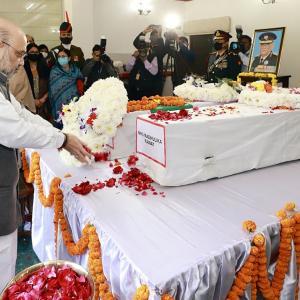 Shah, Doval, Rahul pay homage to Gen Rawat, wife