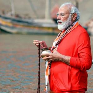 SEE: Modi takes a holy dip in Ganga at Varanasi