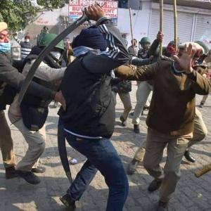 Tension at Singhu as 'locals' clash with farmers