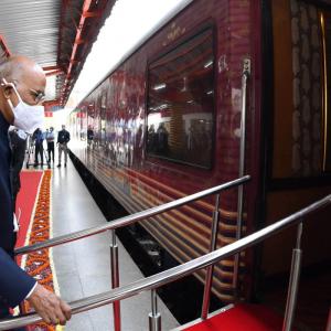 President Kovind takes a train