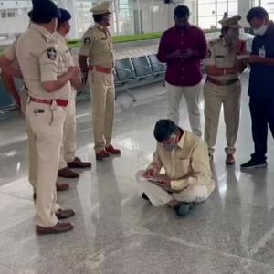 TDP chief detained at Tirupati airport, stages protest