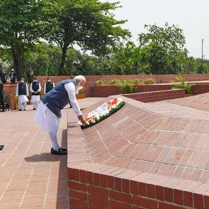PIX: Day 1 in Dhaka, Modi pays homage to martyrs