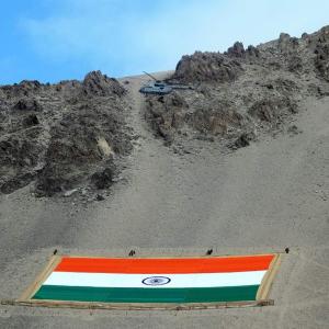 PIX: Largest khadi national flag unfurled in Ladakh