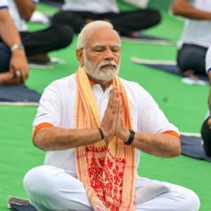Pix: Narendra Modi does yoga in Mysuru