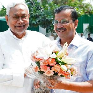 Nitish meets Kejriwal, Yechury for Oppn unity vs BJP
