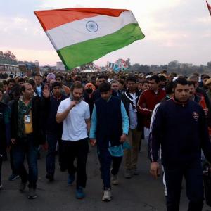 Day after blasts, Rahul resumes yatra in J-K's Kathua