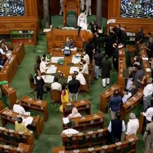 Cong MPs in black clothes hurl papers towards Speaker