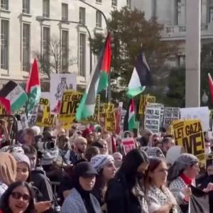 Gaza war: Pro-Palestine protesters storm US streets